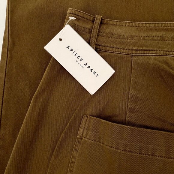 Apiece Apart Merida Pants Size 14 Olive Cotton Relaxed Straight High Waist - Picture 11 of 13